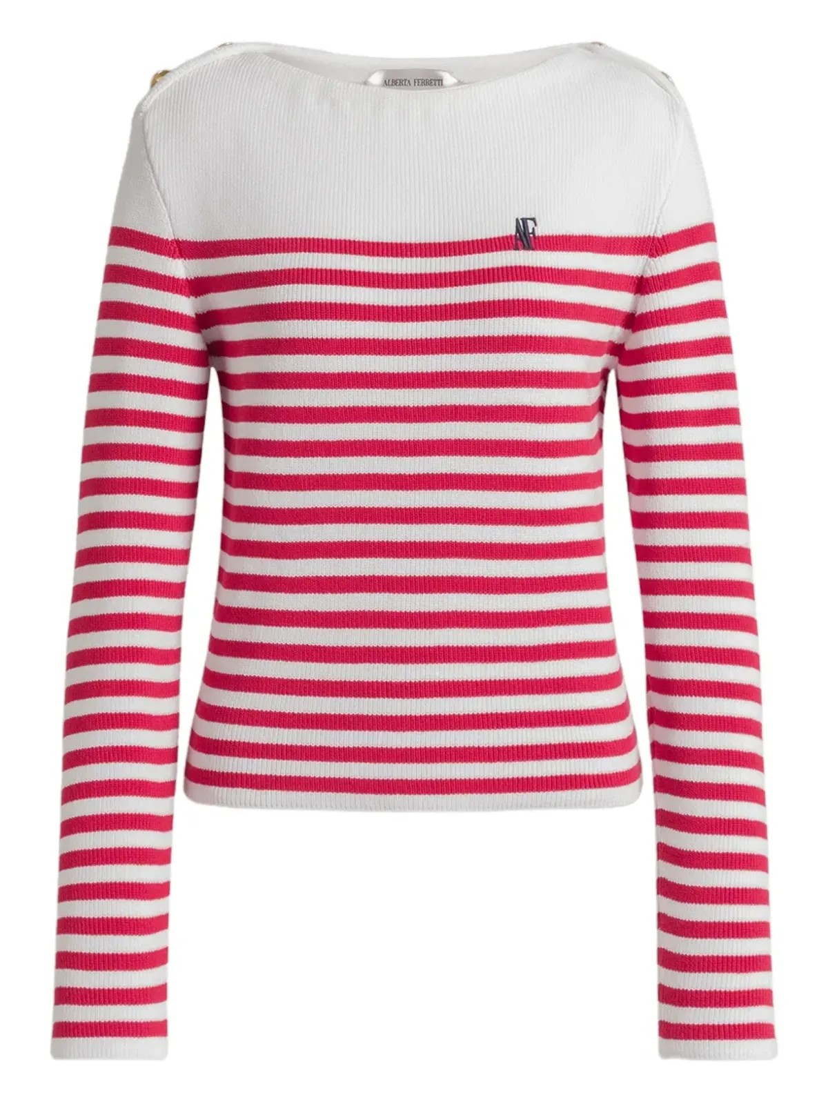 Alberta Ferretti ストライプ柄ボタン付きニットウェア - White - 画像1