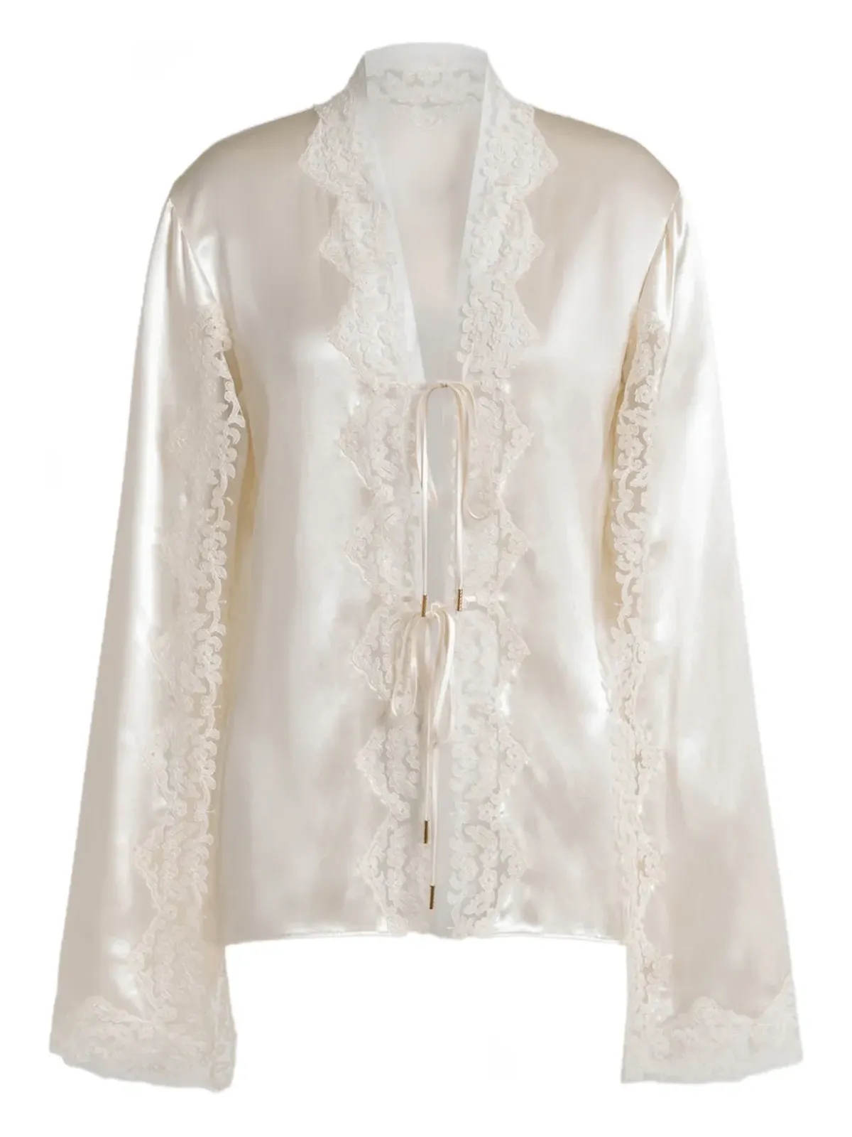 Alberta Ferretti レースVネック ブラウス - 画像1