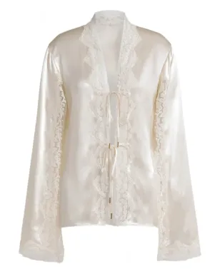 Alberta Ferretti レースVネック ブラウス - サムネイル1