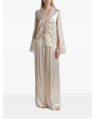 Alberta Ferretti レースVネック ブラウス - サムネイル2