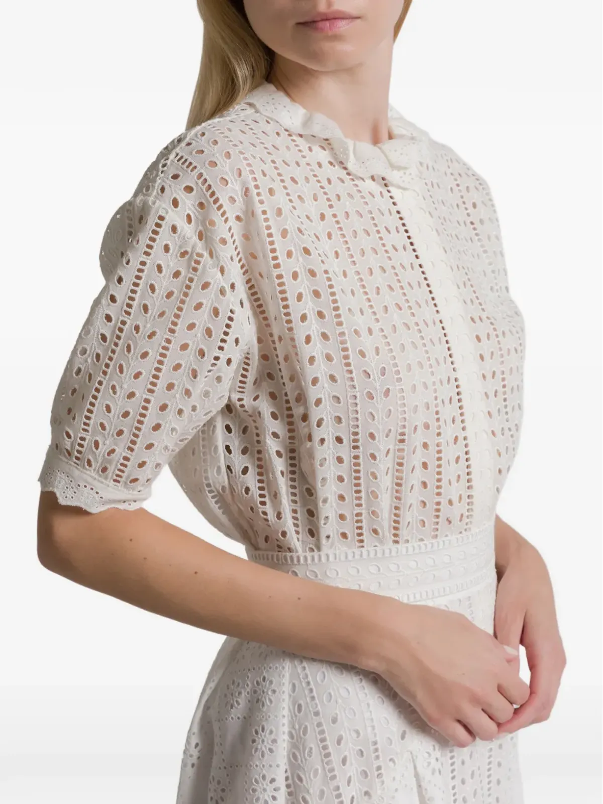 Alberta Ferretti フリルアイレットブラウス - 画像4