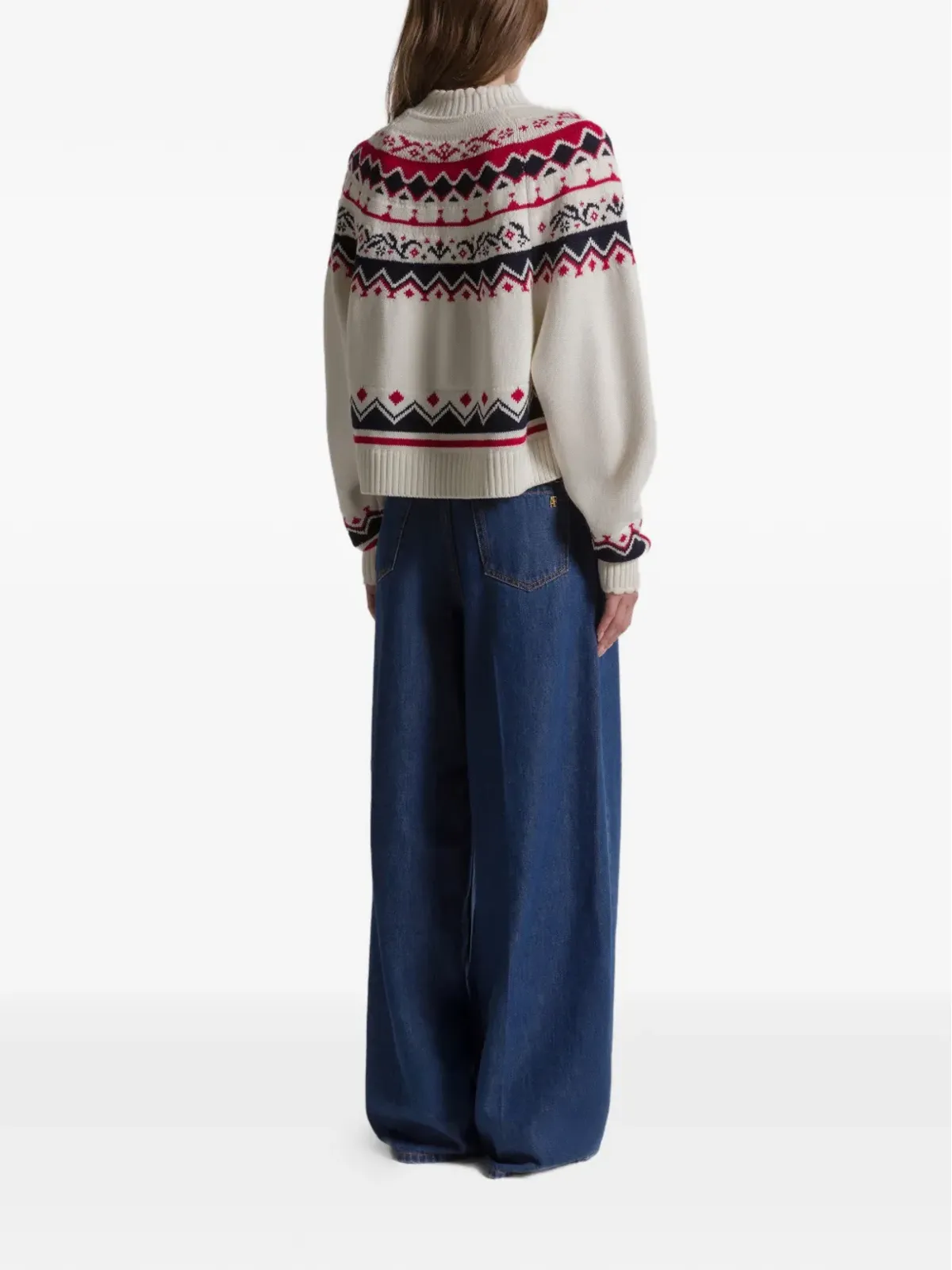 Alberta Ferretti ロゴディテール コットンジーンズ - ブルー - 画像3