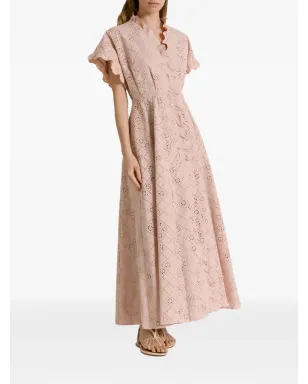 Alberta Ferretti ピンクのラッフルオープンワークドレス - サムネイル2