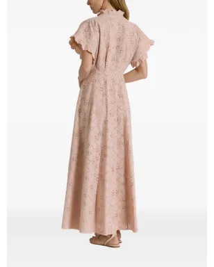 Alberta Ferretti ピンクのラッフルオープンワークドレス - サムネイル3