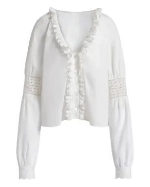 Alberta Ferretti ラッフルVネック ブラウス - サムネイル1