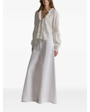 Alberta Ferretti ラッフルVネック ブラウス - サムネイル2