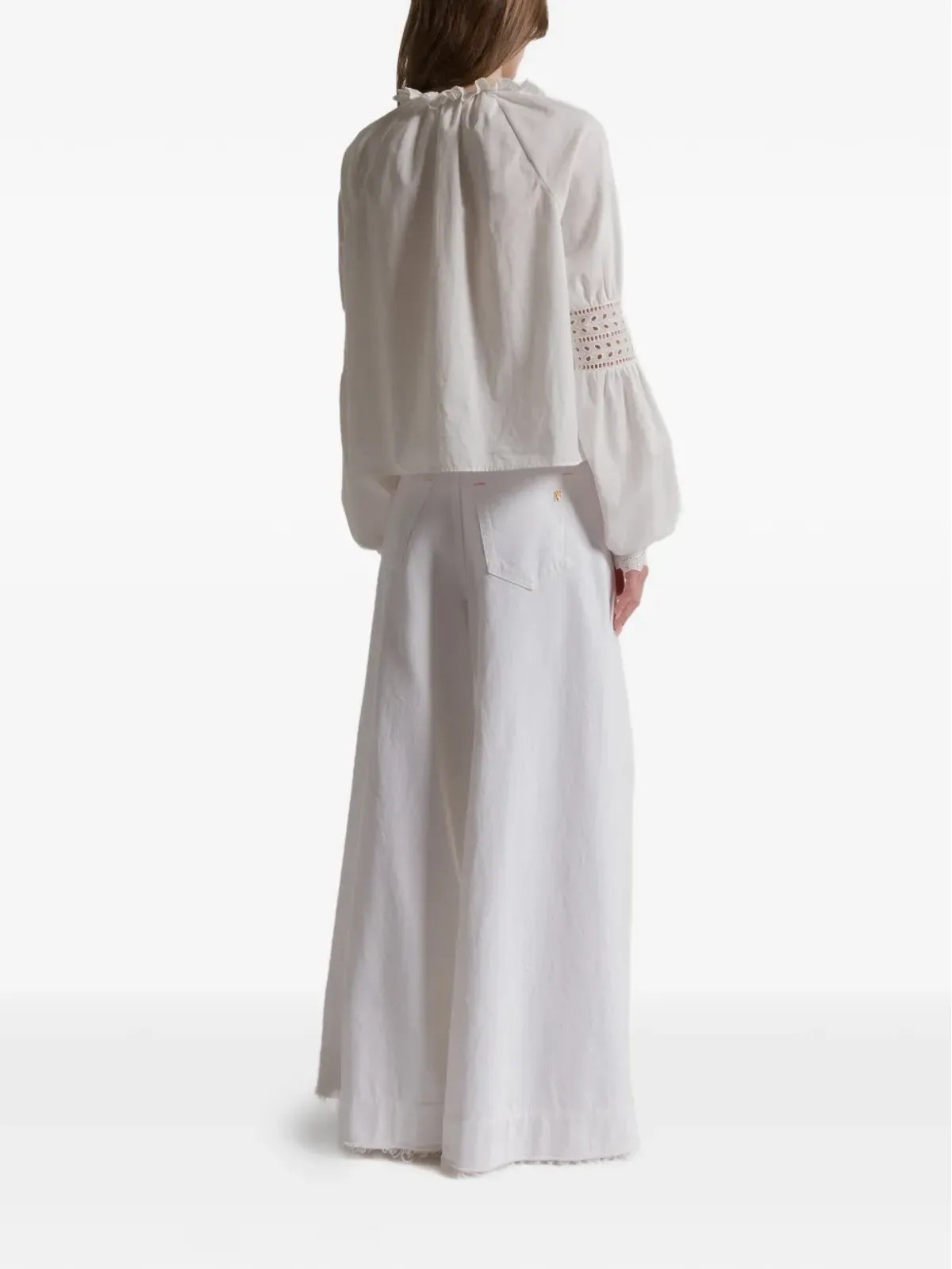 Alberta Ferretti ラッフルVネック ブラウス - 画像3