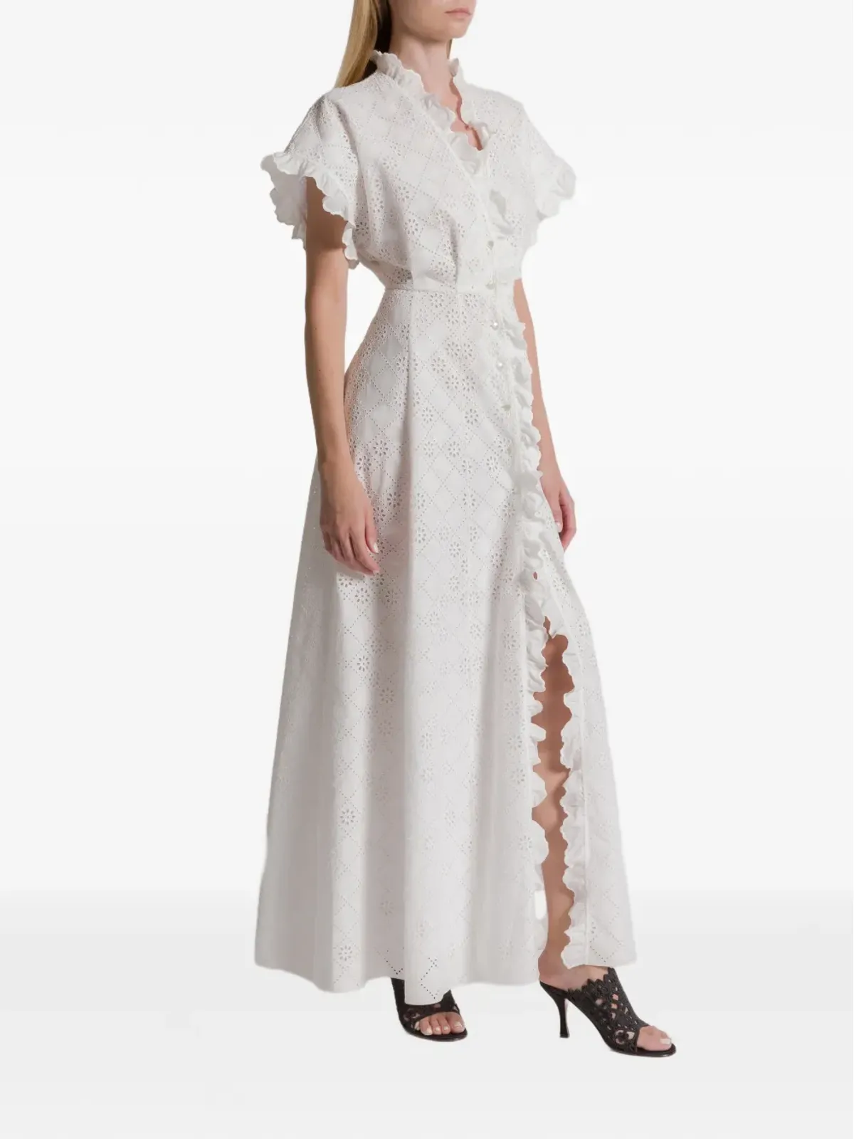 Alberta Ferretti アイレットのフリル付きマキシドレス - 画像2