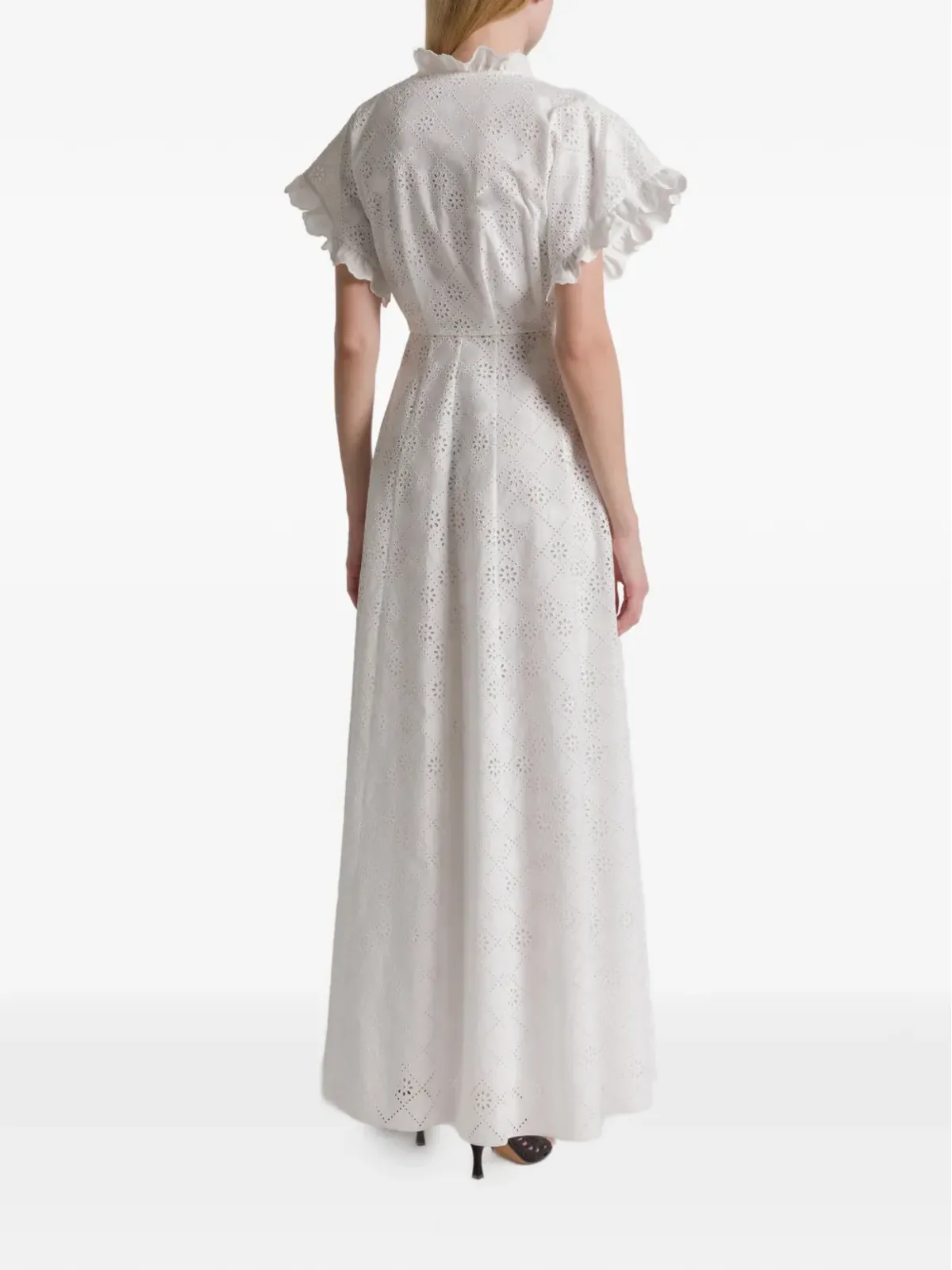 Alberta Ferretti アイレットのフリル付きマキシドレス - 画像3