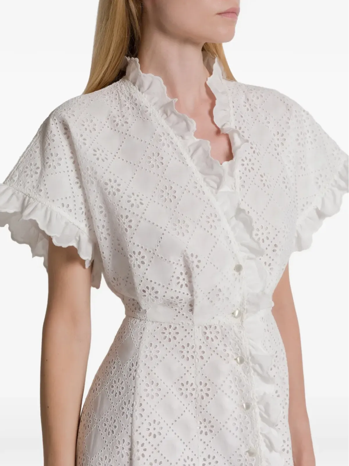 Alberta Ferretti アイレットのフリル付きマキシドレス - 画像4