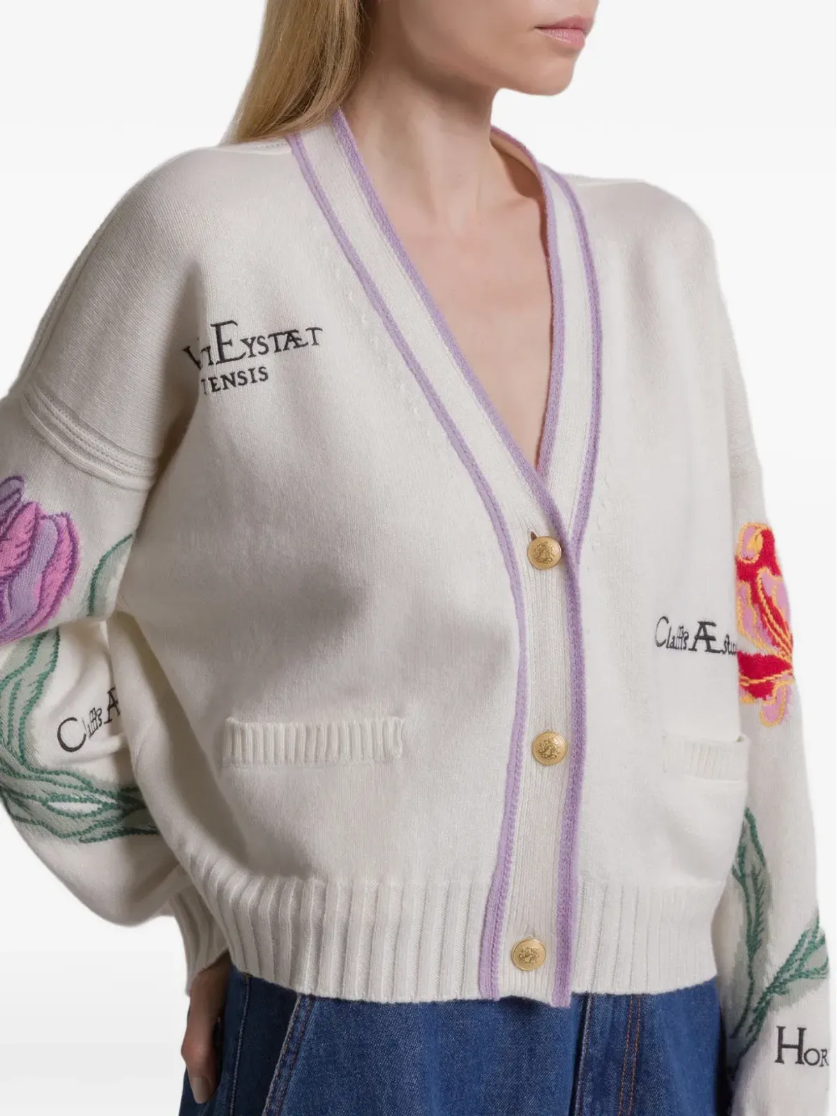 Alberta Ferretti 花柄刺繍カーディガン - 画像4