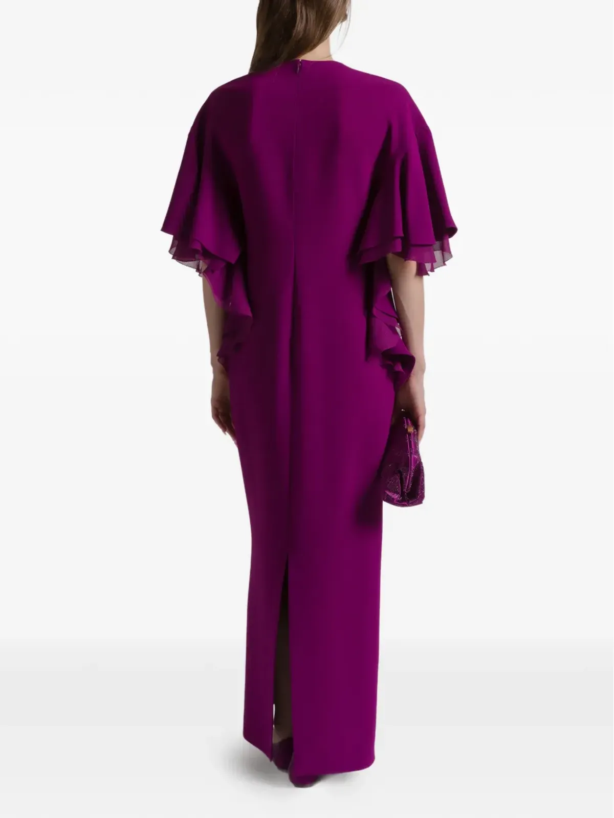 Alberta Ferretti ラッフル Vネック マキシドレス - 画像3