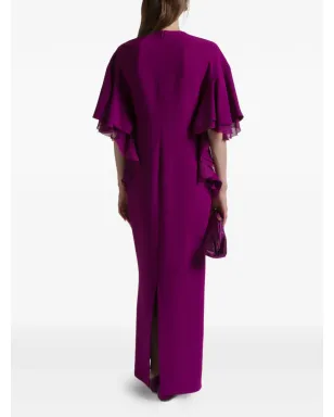 Alberta Ferretti ラッフル Vネック マキシドレス - サムネイル3