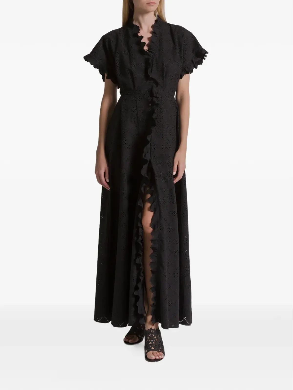Alberta Ferretti フリル付きアイレットドレス - 画像2