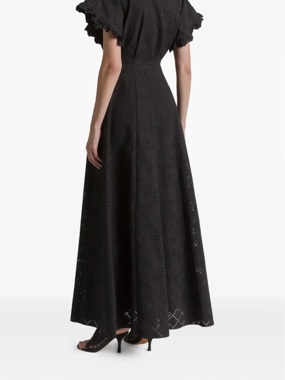 Alberta Ferretti フリル付きアイレットドレス - 画像3