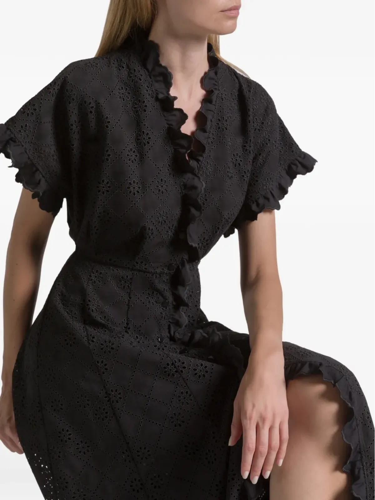 Alberta Ferretti フリル付きアイレットドレス - 画像4