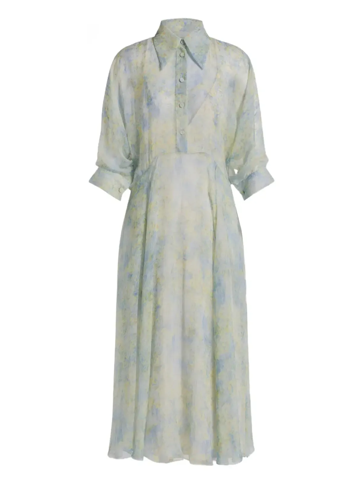 Alberta Ferretti 襟付き花柄ドレス - 画像1