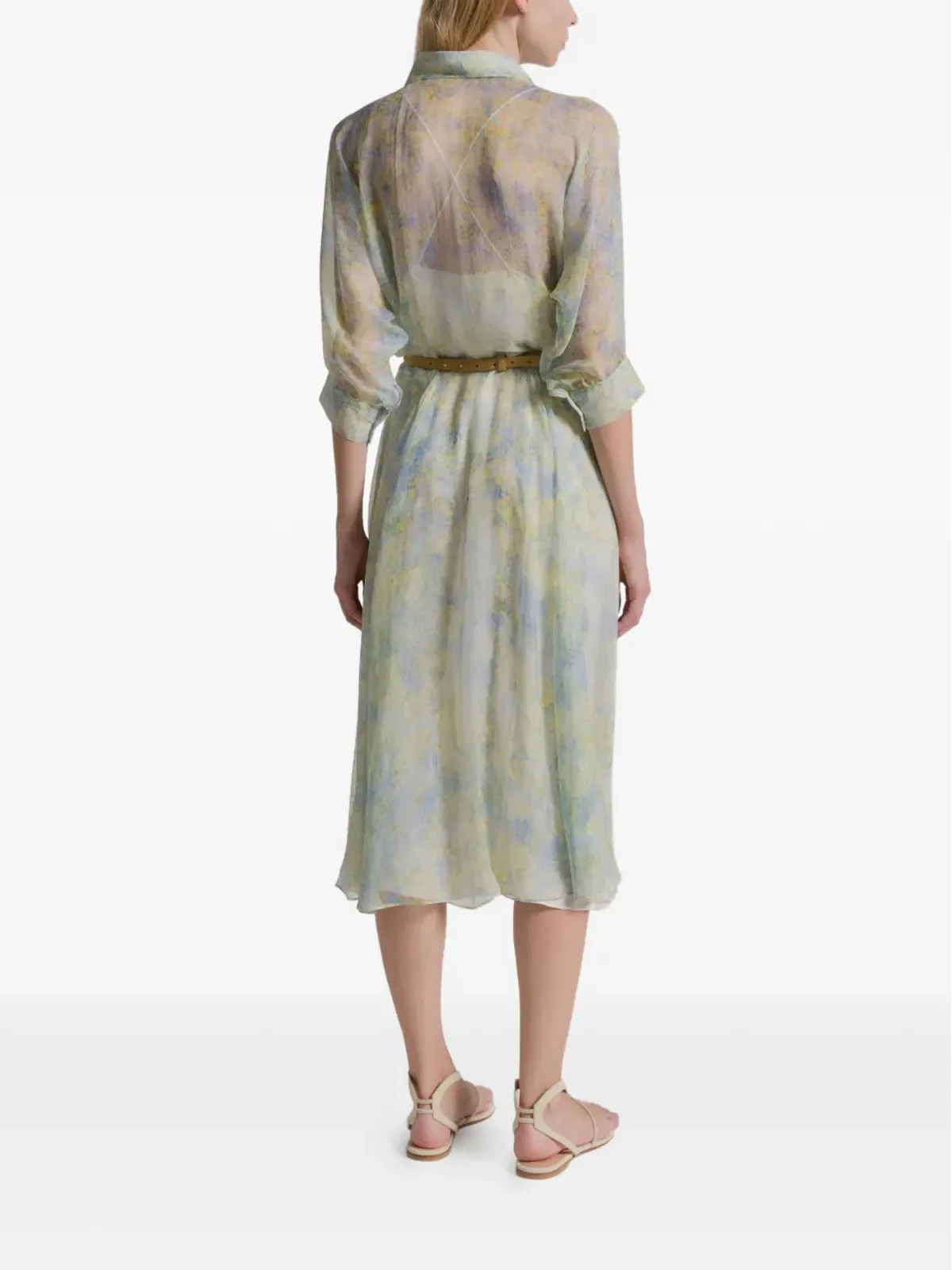 Alberta Ferretti 襟付き花柄ドレス - 画像3