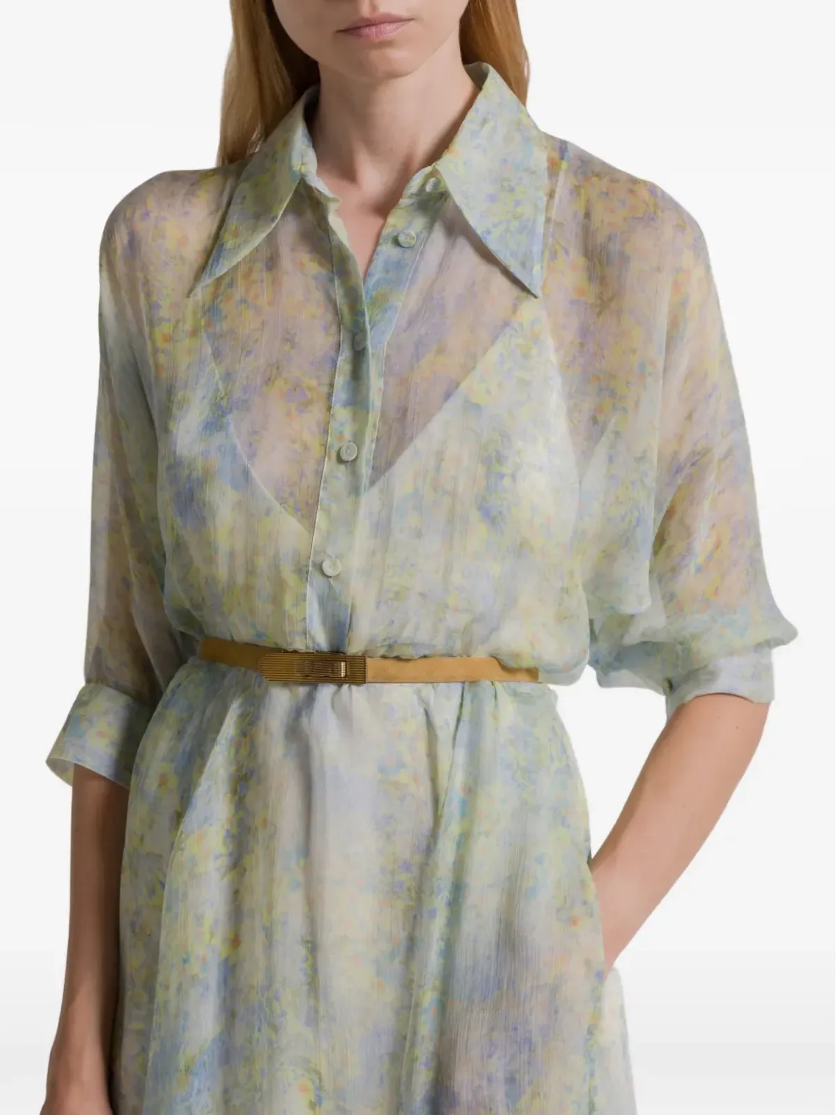 Alberta Ferretti 襟付き花柄ドレス - 画像4