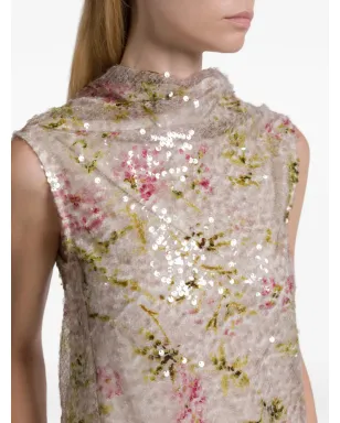 Alberta Ferretti スパンコール花柄ノースリーブタンクトップ - サムネイル4