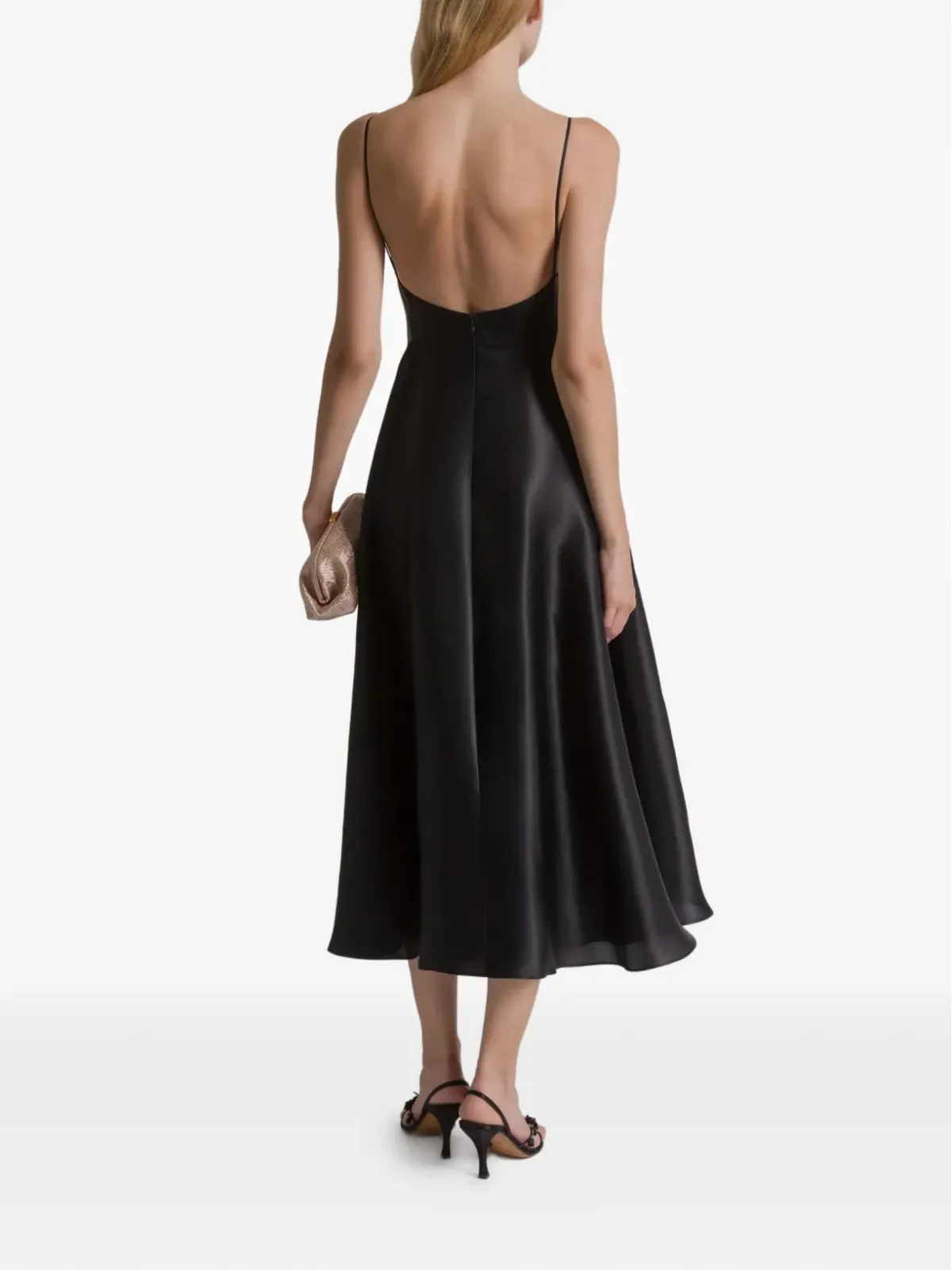 Alberta Ferretti スパゲッティストラップ ミディドレス ブラック - 画像3
