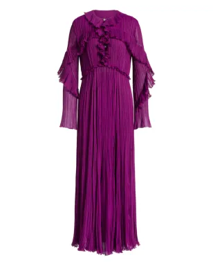 Alberta Ferretti アルベルタ・フェレッティ フリル付きプリーツミディドレス - サムネイル1