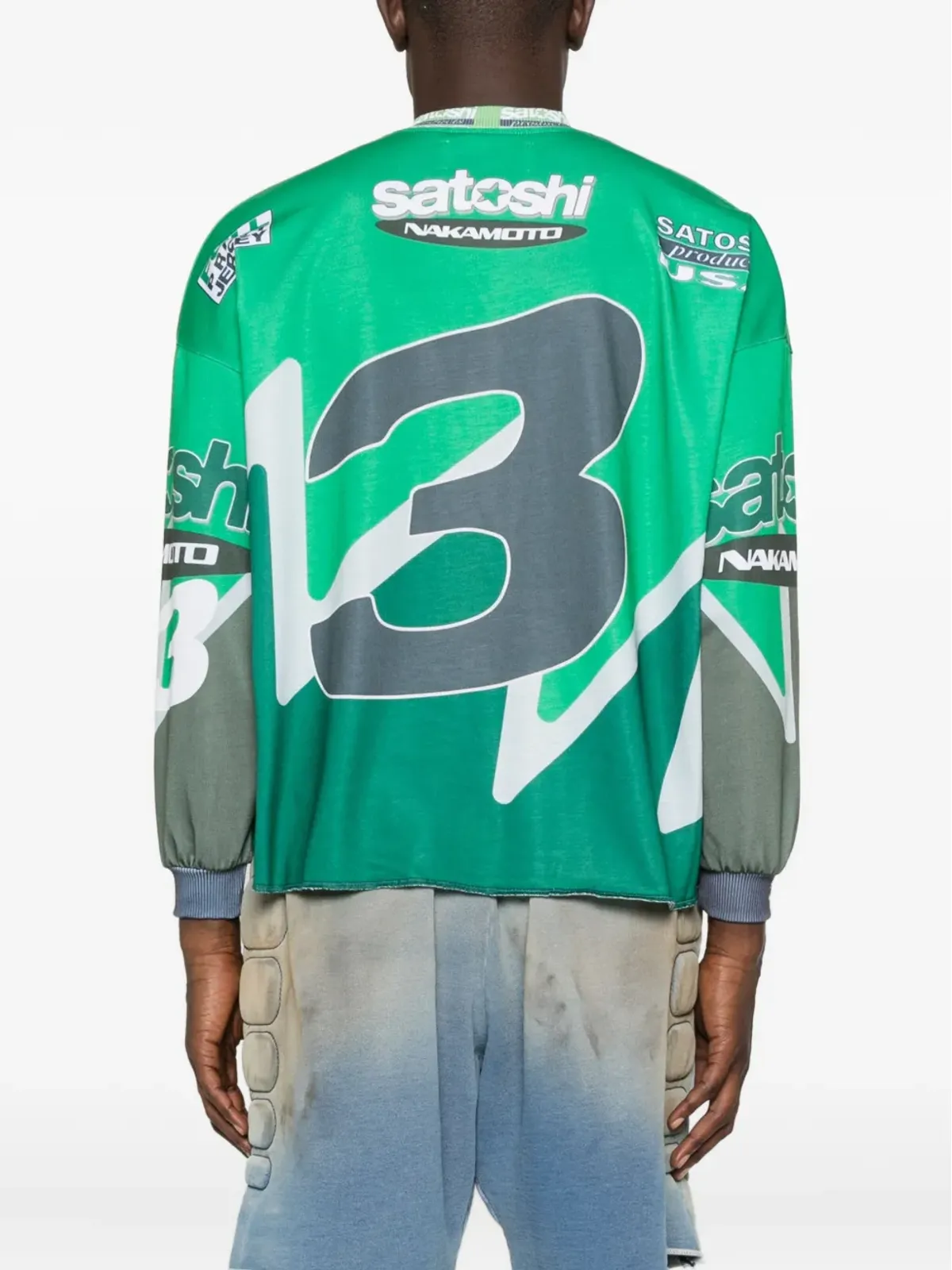 SATOSHI NAKAMOTO ドロップショルダーTシャツ - グリーン - 画像3