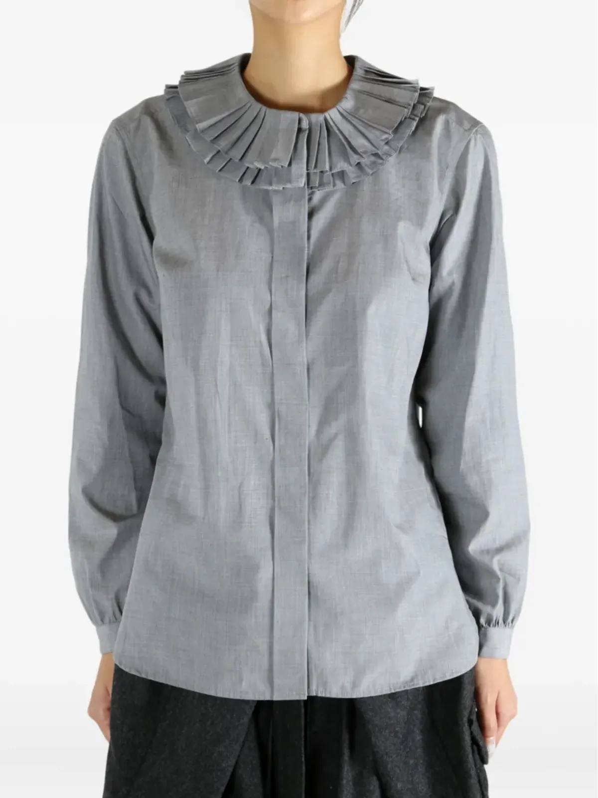 Margaret Howell pleated-frills cotton shirt - 画像2