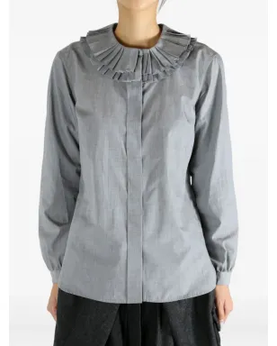 Margaret Howell pleated-frills cotton shirt - サムネイル2