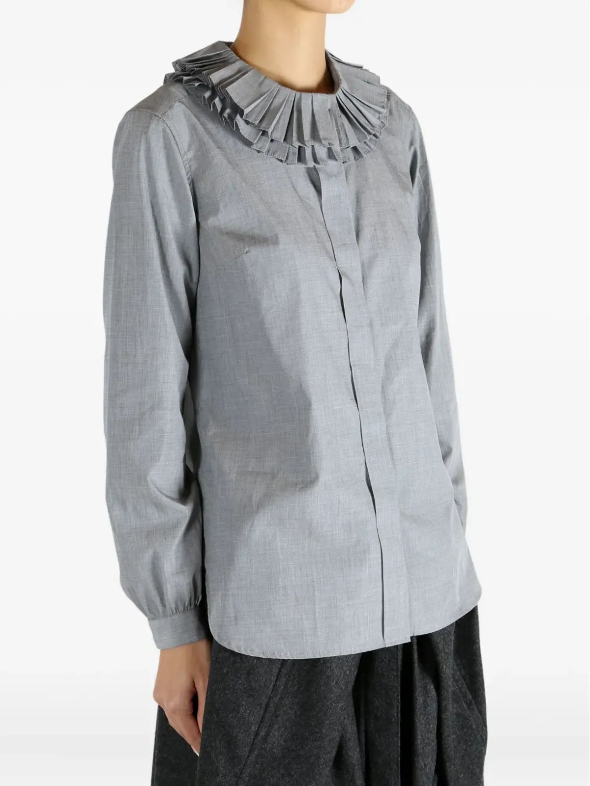 Margaret Howell pleated-frills cotton shirt - 画像3