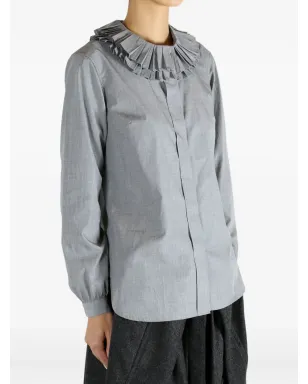 Margaret Howell pleated-frills cotton shirt - サムネイル3