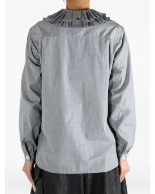 Margaret Howell pleated-frills cotton shirt - サムネイル4