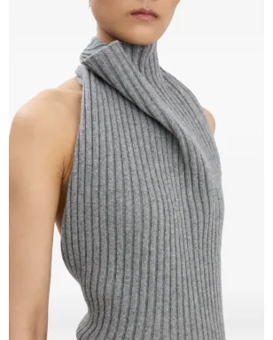 Victoria Beckham グレーのリブ編みホルターネックトップ - サムネイル4