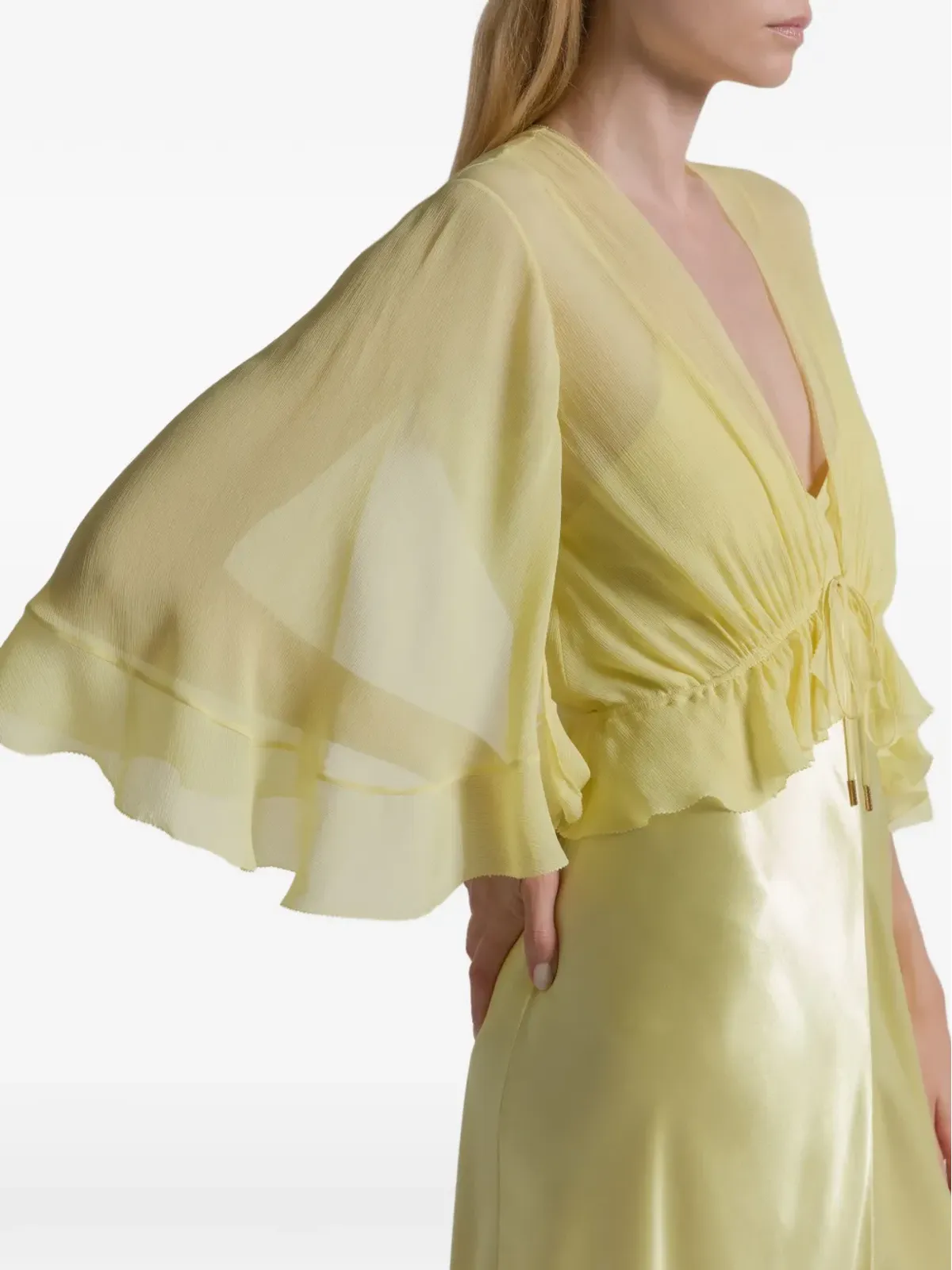 Alberta Ferretti フリル付きロングドレス - 画像4