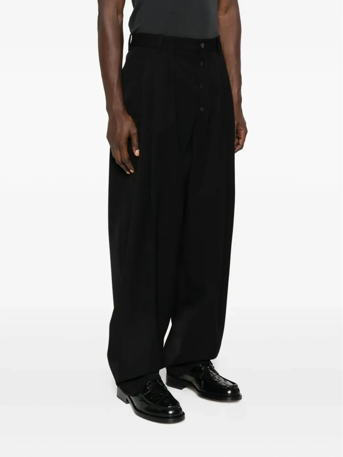 Jacquemus ワイドレッグウールパンツ - ブラック - 画像3