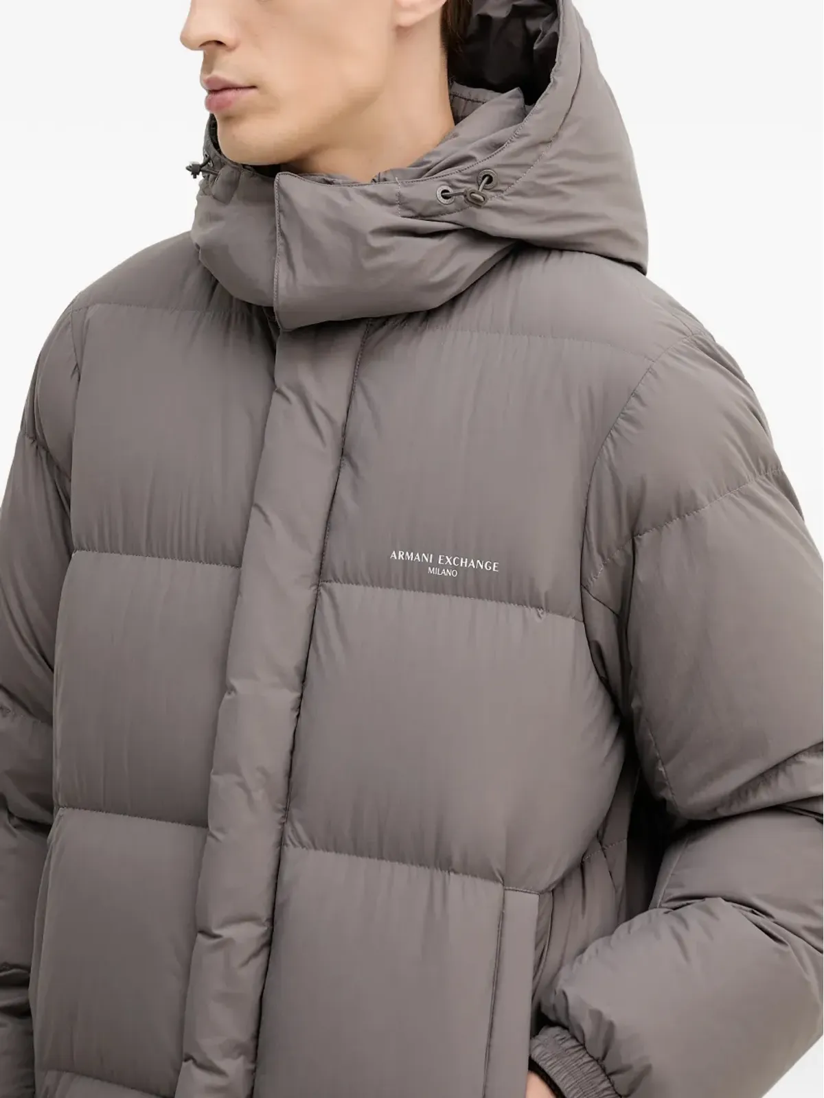 Armani Exchange ダウン入りフード付きコート - グレー - 画像4
