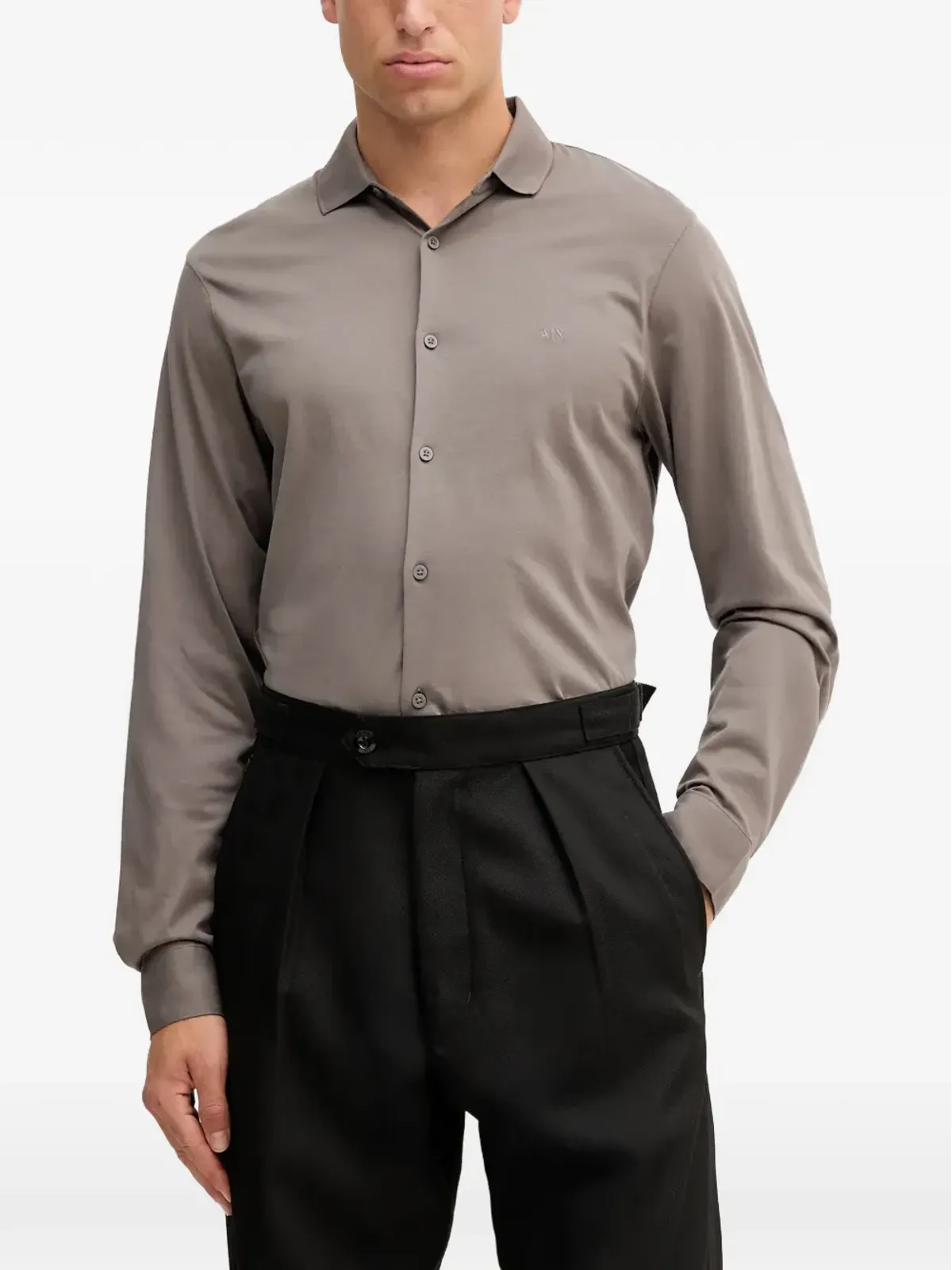 Armani Exchange ロゴ刺繍シャツ - グレー - 画像1