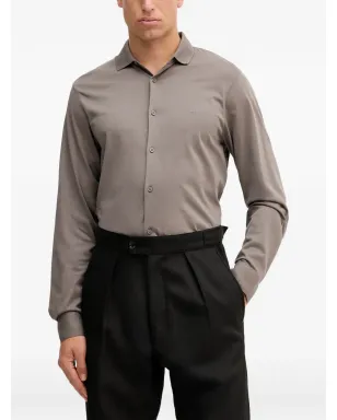 Armani Exchange ロゴ刺繍シャツ - グレー - サムネイル1