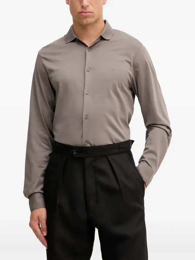 Armani Exchange Armani Exchange ロゴ刺繍シャツ - グレーの商品画像