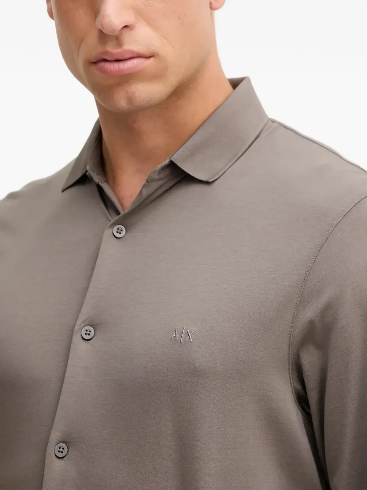 Armani Exchange ロゴ刺繍シャツ - グレー - 画像4
