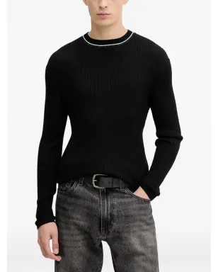 Armani Exchange ブラックのリブ編みセーター - サムネイル1