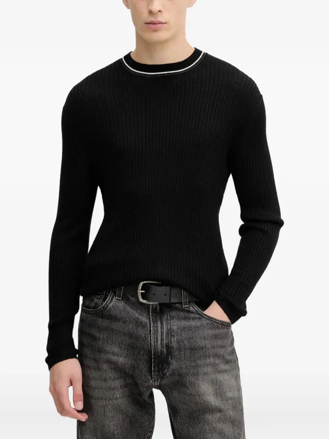 Armani Exchange Armani Exchange ブラックのリブ編みセーターの商品画像