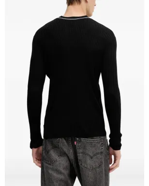 Armani Exchange ブラックのリブ編みセーター - サムネイル3