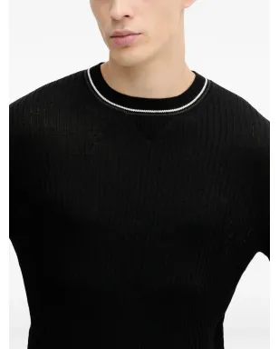 Armani Exchange ブラックのリブ編みセーター - サムネイル4