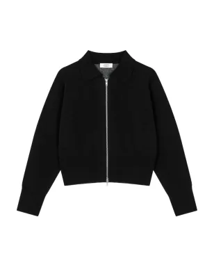 TOMBOY zip-front logo-detail cardigan - Black - サムネイル1