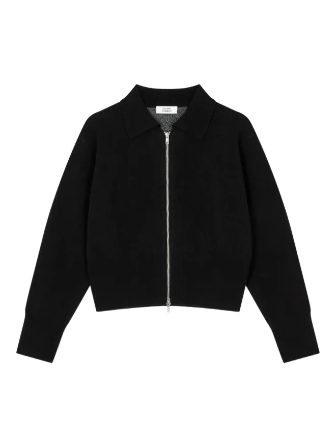 TOMBOY TOMBOY zip-front logo-detail cardigan - Blackの商品画像