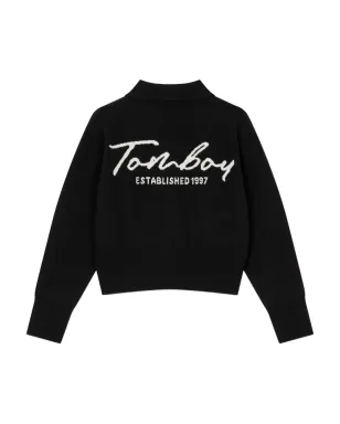 TOMBOY zip-front logo-detail cardigan - Black - サムネイル2