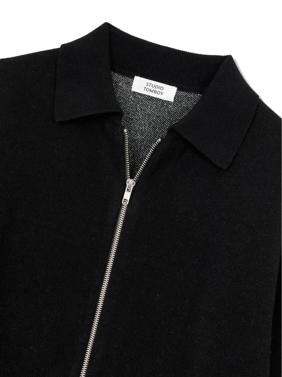 TOMBOY zip-front logo-detail cardigan - Black - 画像4