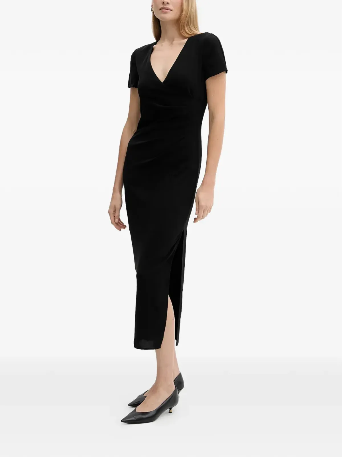 Armani Exchange Vネック ミディドレス - ブラック - 画像2