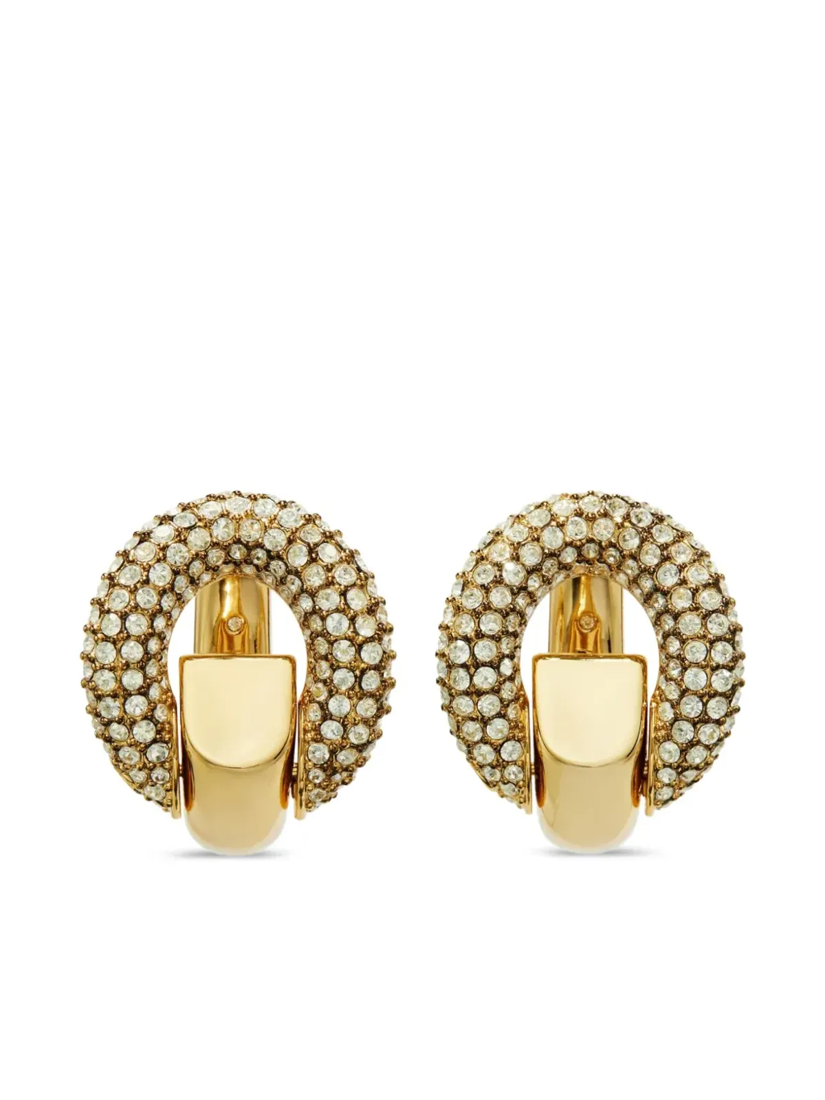 Tory Burch crystal-embellished hoop earrings - Gold - 画像1
